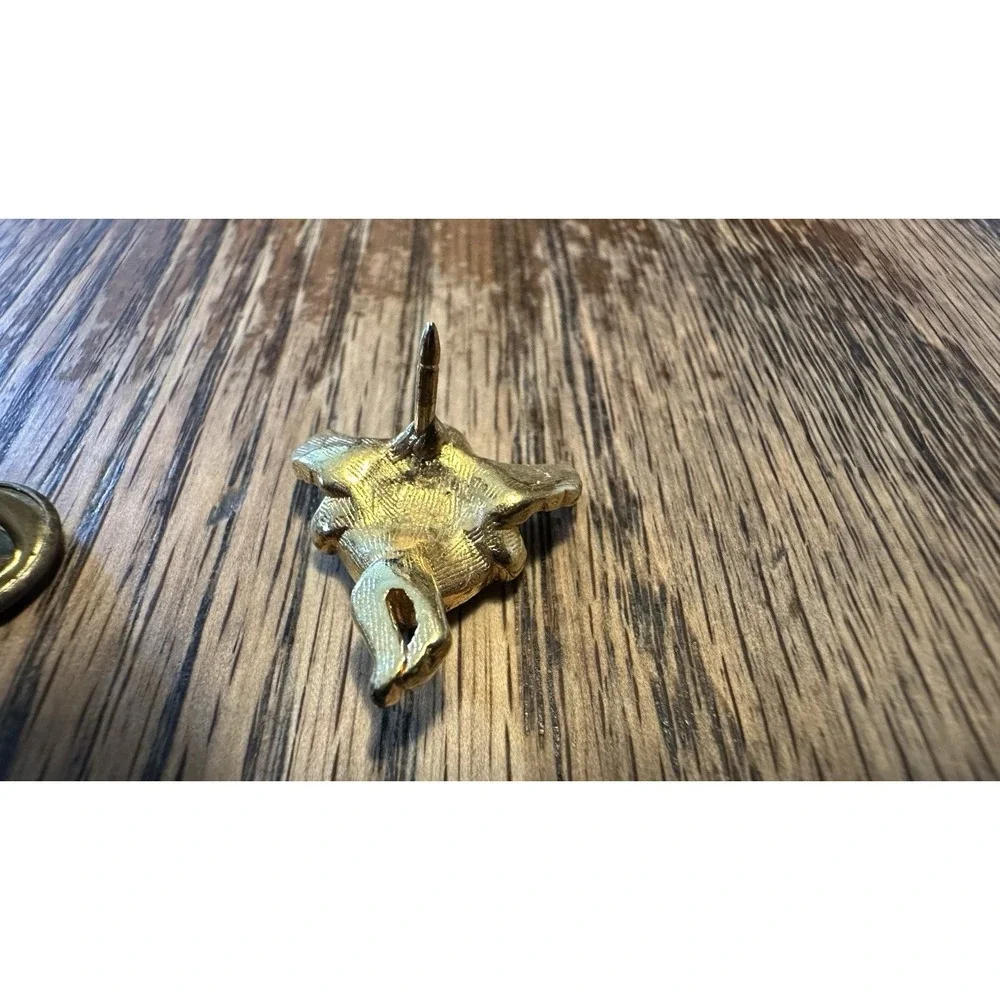 Vintage Gold Tone Cherub Angel Lapel Pin with Ruby Red Rhinestone Heart